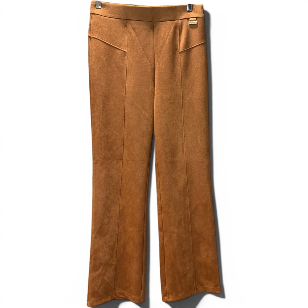 Marc New York Faux Suede Flare Pant Camel/Tobacco Brown Shade Chic Retro Small